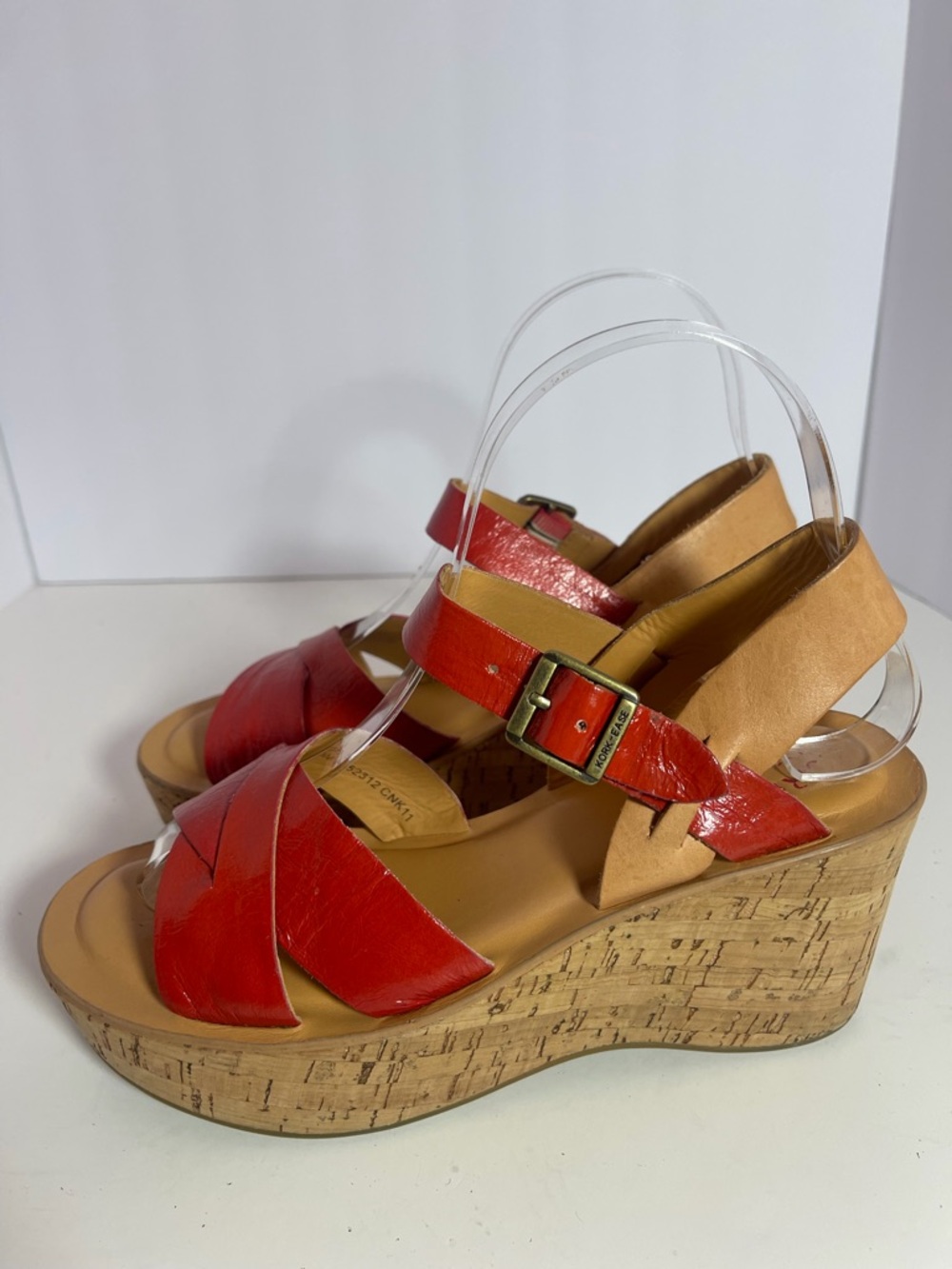 Kork-Ease Red Leather Cork Wedge Platform Sandals size 6 - Picture 2 of 8